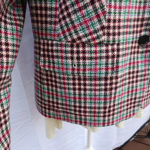 Talbots Houndstooth Wool-Blend Coat 14W Open Front Button-Up Lined Preppy Plaid - Picture 7 of 16